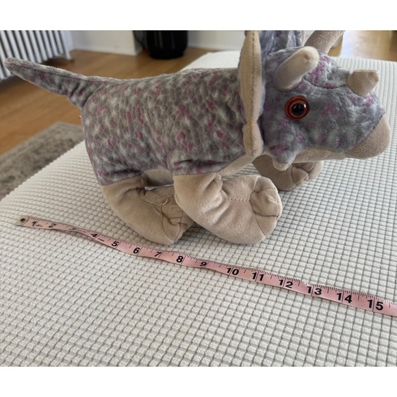 Wild Republic Triceratops Plush Dinosaur Stuffed Animal Toy Neutral‎ Colors - Picture 9 of 9